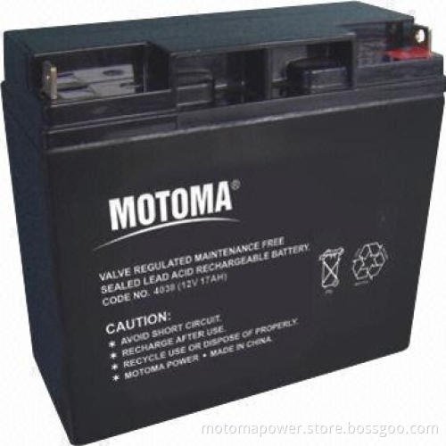 12V VRLA Rechargeable Battery with 17Ah Capacity and UL Marks, Used for Solar and Wind Energy System